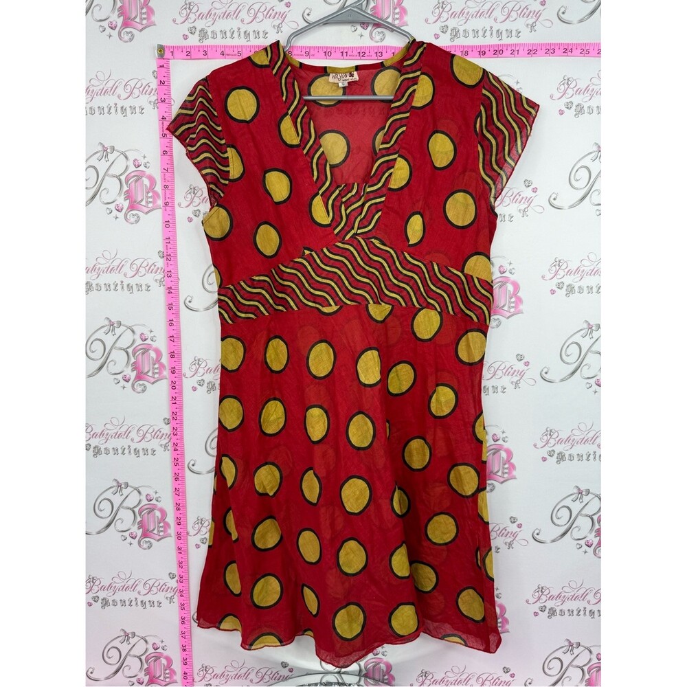 WAYAN dress boho  Bold Red & Mustard Print Top